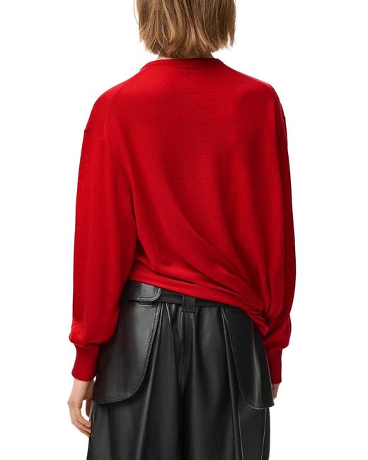 Loewe Red Draped Merino Wool Sweater
