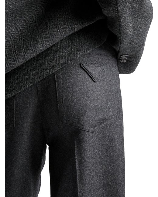 Pantaloni in flanella di lana di Prada in Blue