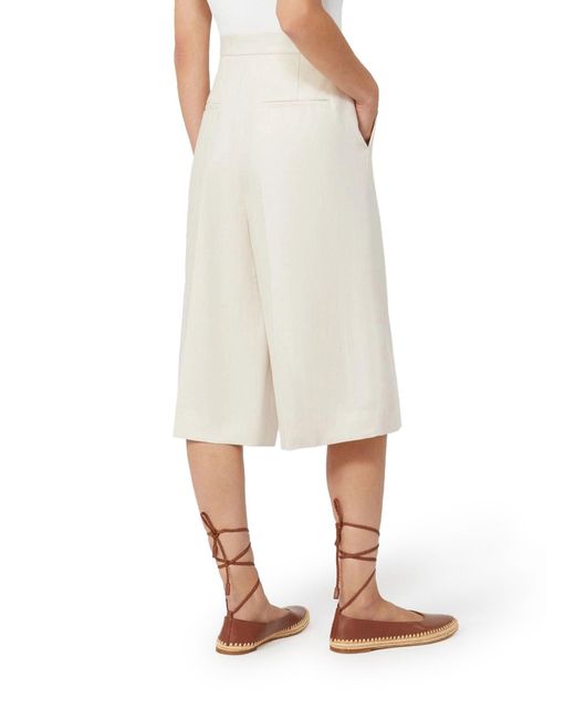 Max Mara White Kaki Linen Bermuda Shorts