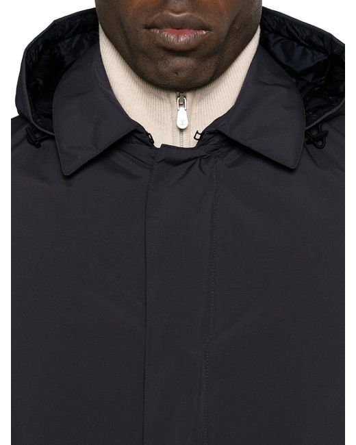 Herno Blue Technical Coat With Hood for men