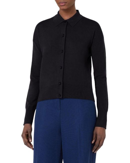 Max Mara Blue Medeola Wool Cardigan