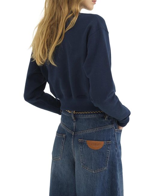 Maglione a collo alto con logo di Chloé in Blue