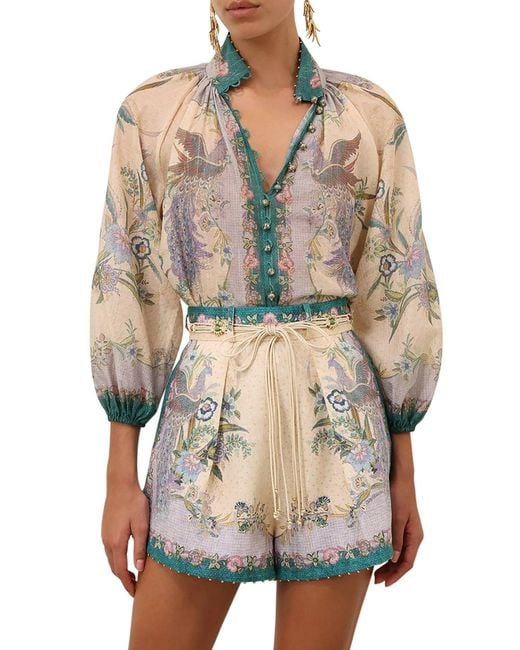 Zimmermann Natural Idra Flounce Blouse