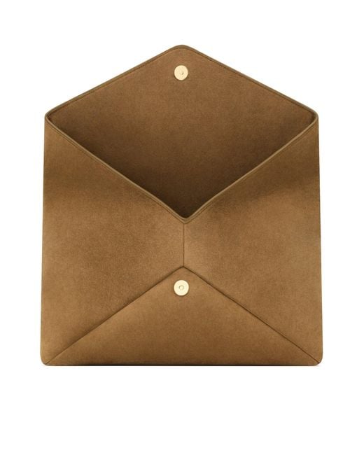 Saint Laurent Brown Large Cassandre Envelope Clutch