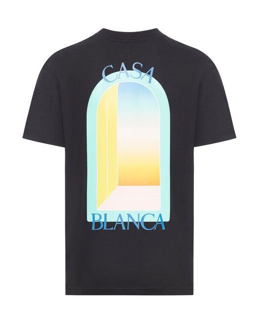Casablancabrand Black L`arc Colore Printed T-shirt for men