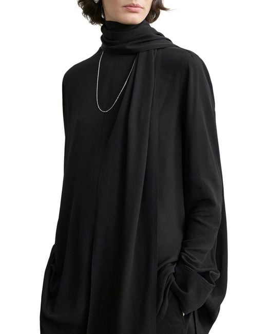 Totême Black Blouse With Draped Scarf