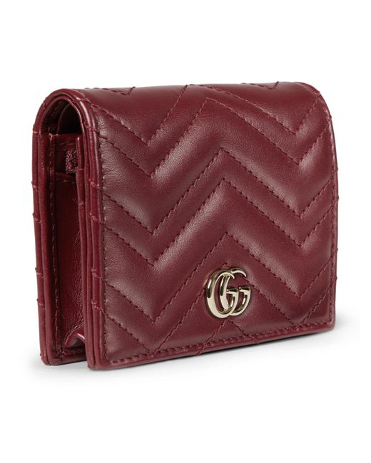 Gucci Red gg Marmont Card Case Wallet