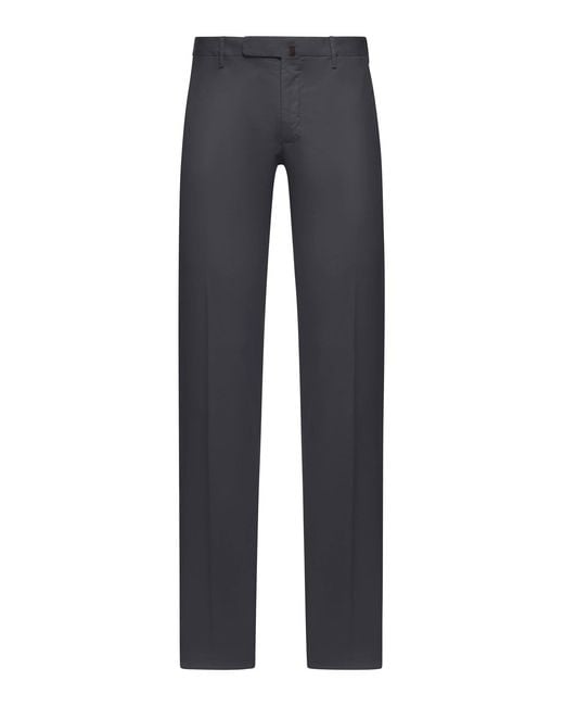 Incotex Blue Slim Fit Tailored Cotton Trousers for men