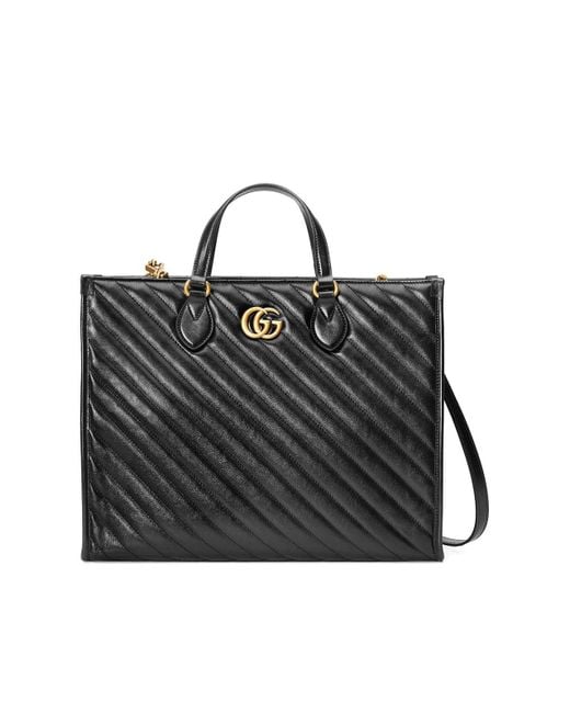 Gucci Black GG Marmont Medium Tote Bag