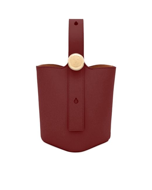 Loewe Smooth Calfskin Pebble Bucket Mini Bag in Red | Lyst