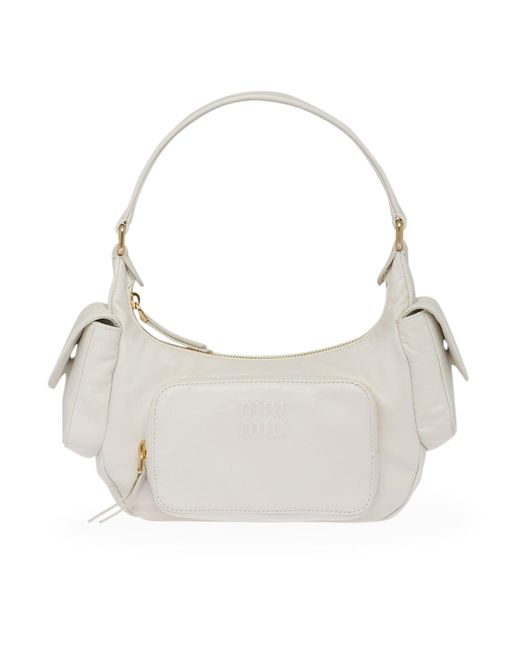 Miu Miu White Pocket Bag In Nappa Leather