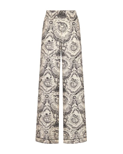 Dior Trousers White And Gray Toile De Jouy Soleil Silk Twill