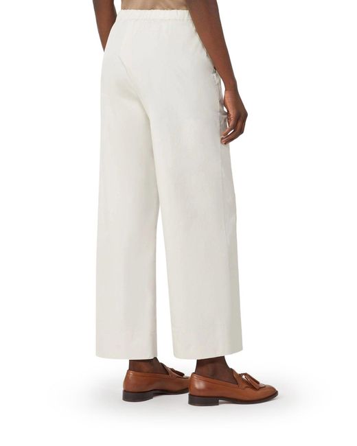 Max Mara White Cotton Drawstring Trousers