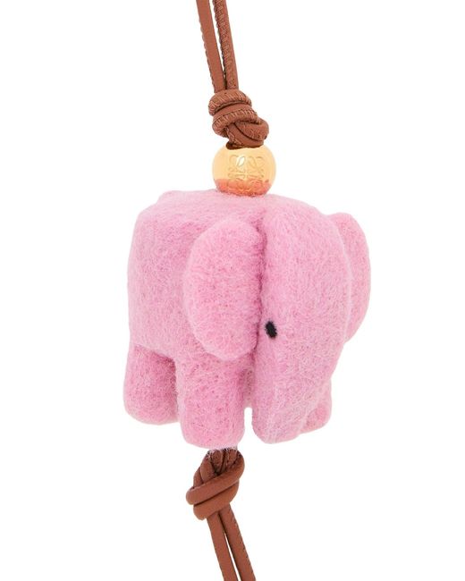 Loewe Pink Elephant Pendant In Felt And Calfskin