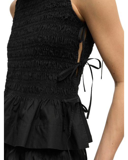 Ganni Black Cotton Top With Layers