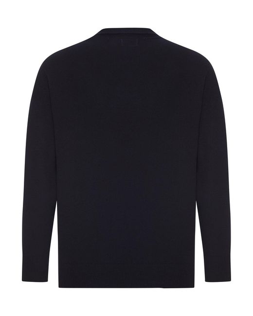 C P Company Blue Crew Neck Sweater In Extrafine Merino Wool for men