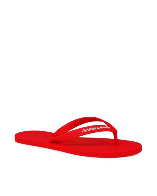 Christian Louboutin Red Rubber Flip Flops With Logo for men