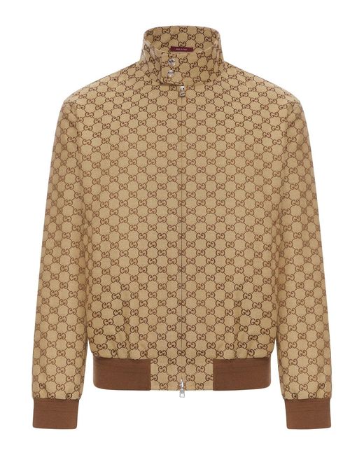 Gucci Brown Gg Fabric Bomber Jacket for men