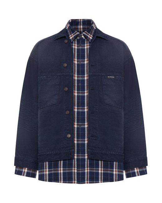 Balenciaga Blue Patched Shirt-Jacket for men