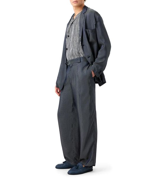 Camicia a maniche corte in seta stampata di Giorgio Armani in Gray da Uomo