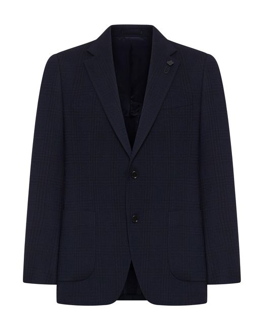 Lardini Blue Single-breasted Tailored Jacket In Check Fabric for men