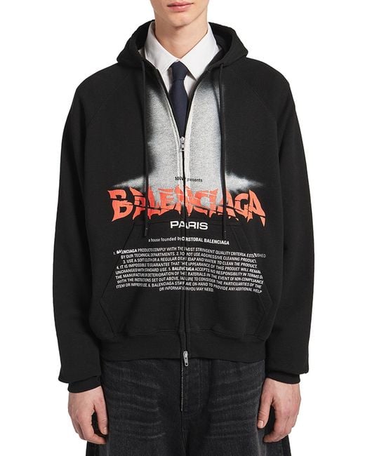 Balenciaga Blue The Door Oversized Zip Sweatshirt for men