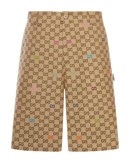 Gucci Natural Gg Fabric Shorts for men