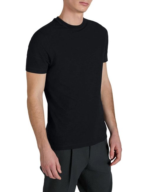 Zanone Black Slim Fit Crew Neck T-Shirt for men