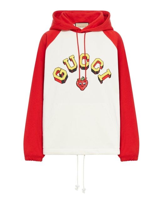 Gucci Red Cotton Jersey Hooded Sweatshirt