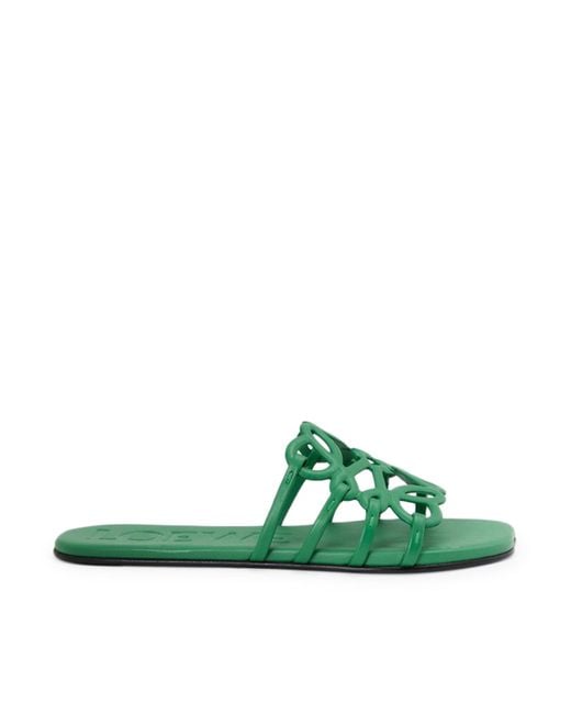 Slide anagram petal in morbida pelle di vitello di Loewe in Green
