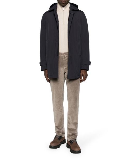 Herno Blue Technical Coat With Hood for men