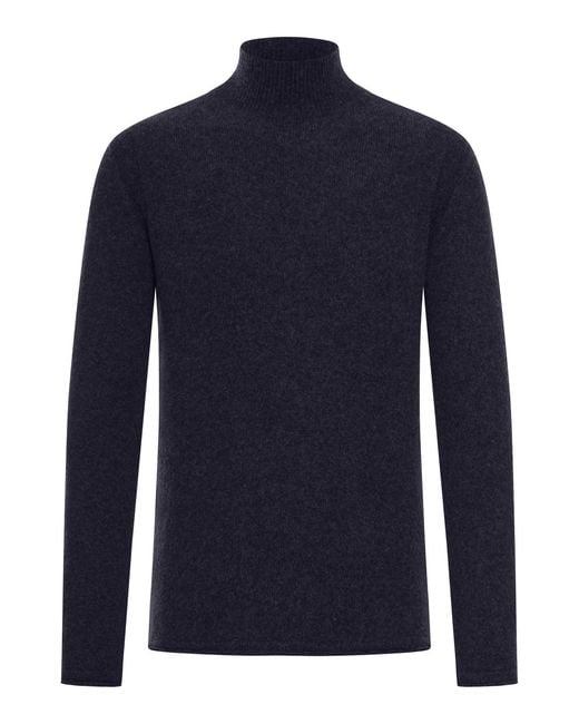 Roberto Collina Blue Wool High Neck Sweater for men