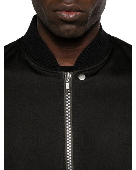 Rick Owens Black Padded Bomber Jacket With Zip for men