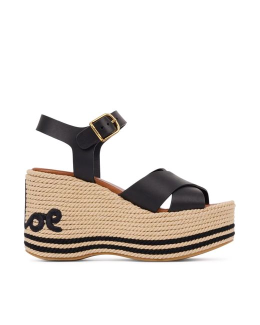 Chloé Black Sand Wedge Sandal