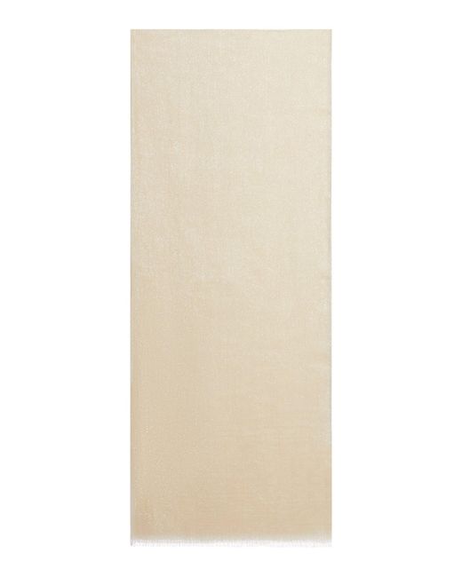 Brunello Cucinelli Natural Silk And Cashmere Scarf With Fringed Finish