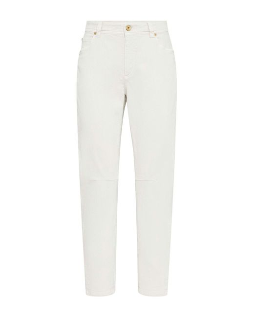Jeans affusolati a vita media di Brunello Cucinelli in White