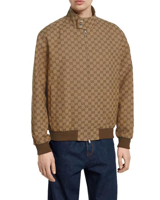 Gucci Brown Gg Fabric Bomber Jacket for men