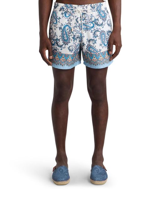 Etro Blue Swimsuit With Paisley Ramage Print for men