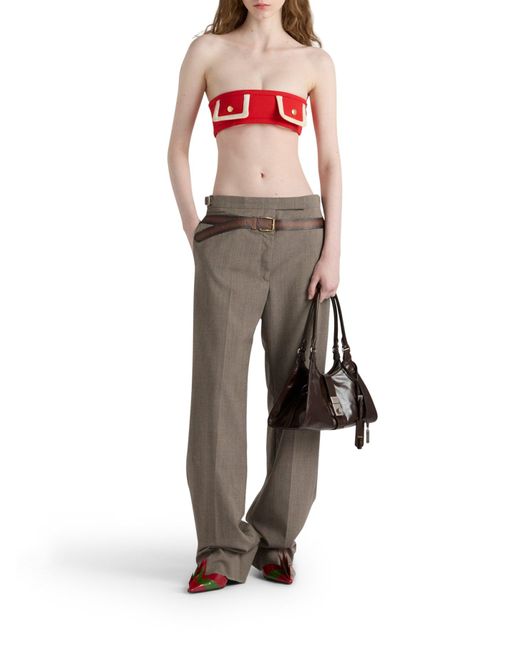 パンツ PRADA WOOL BLEND TROUSERS WITH PRINTED BELT Prada Technical Wool Pants With Printed Belt In Black | ModeSens
