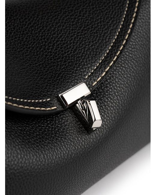 Totême Black T-Lock Leather Bag With Contrasting Stitching