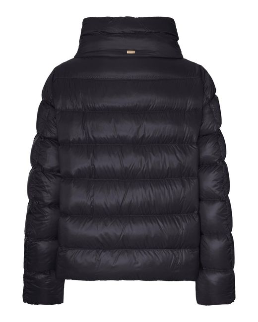 Herno Blue Padded Down Jacket With A Wrap-Around Collar