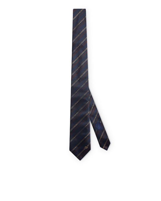 Gucci Blue Silk Tie With Hook And Gg Cross for men