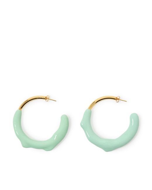 Sunnei Green Rubberized Hoop Earrings