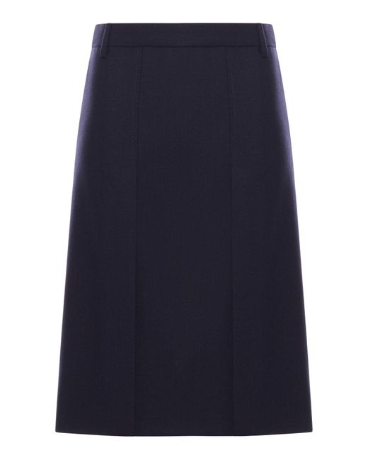 Gonna midi in lana di Prada in Blue