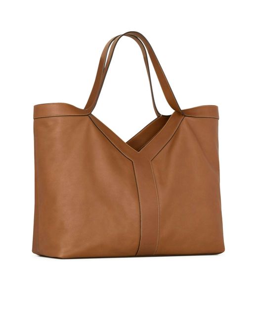 Tote y grande in pelle di Saint Laurent in Brown