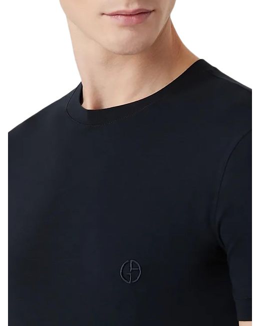 T-shirt con ricamo di Giorgio Armani in Black da Uomo