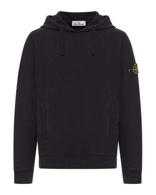 Felpa in cappuccio in cotone con logo compass di Stone Island in Blue da Uomo