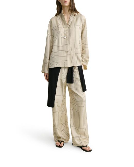 Totême Natural Silk Shirt With Monogram Embroidery