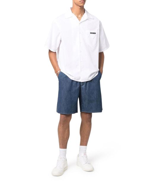 denim elasticated shorts