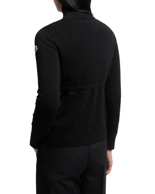 Moncler Black Wool Padded Cardigan With Zip
